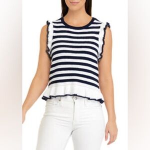 Crown&Ivy Women's Ruffle Trim Knit Sweater Top